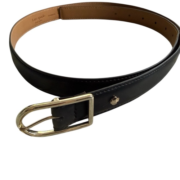 Kate Spade Black Leather Belt with Gold Buckle - Picture 3 of 8